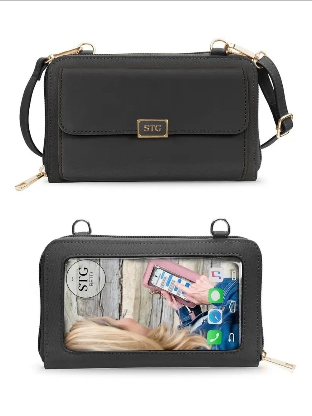 Save the Girls Captiva RFID Crossbody Phone Purse – Vegan Leather Black